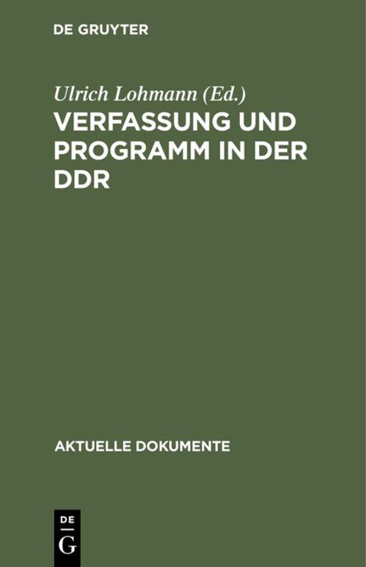 Cover-Bild Verfassung und Programm in der DDR