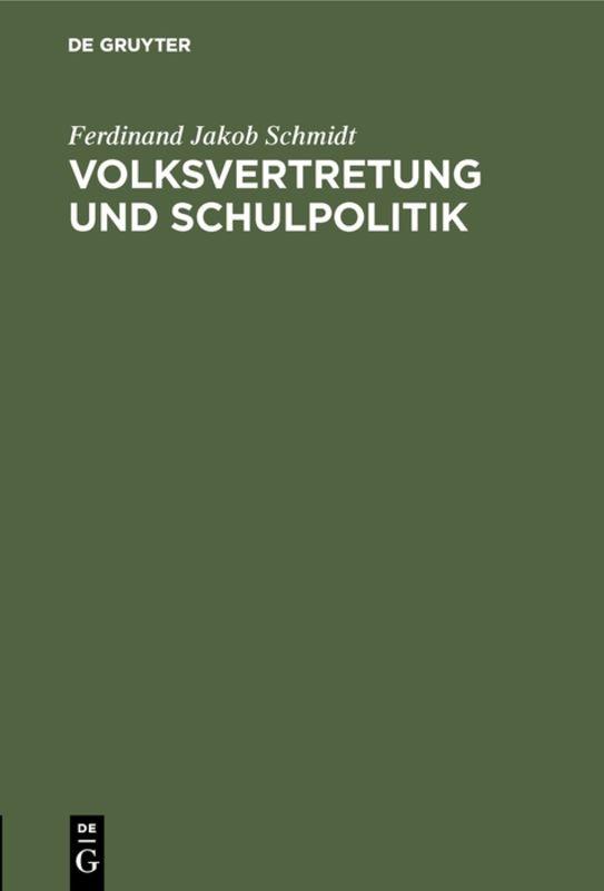 Cover-Bild Volksvertretung und Schulpolitik
