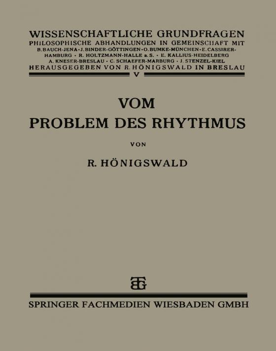 Cover-Bild Vom Problem des Rhythmus