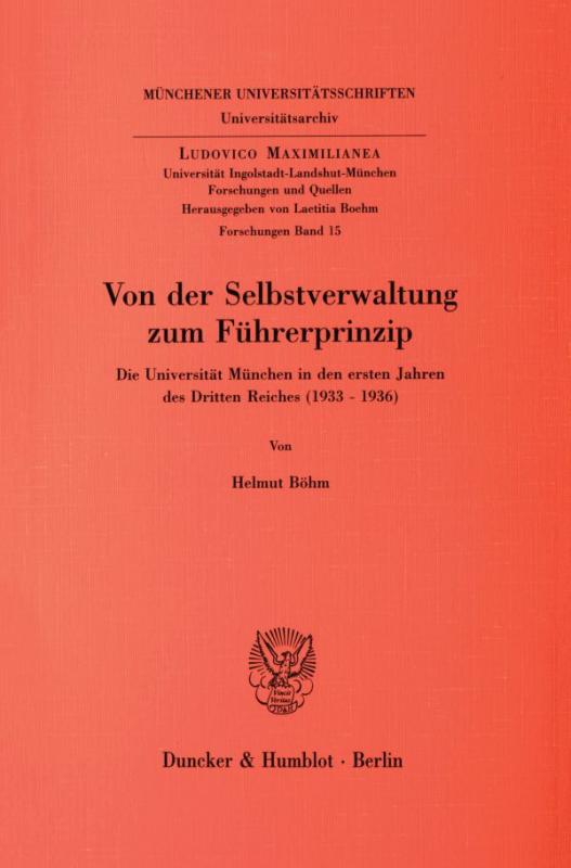 Cover-Bild Von der Selbstverwaltung zum Führerprinzip.