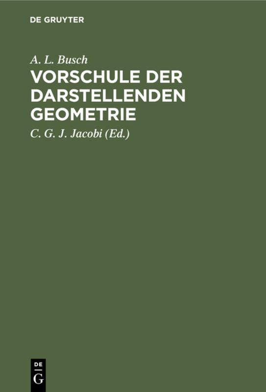 Cover-Bild Vorschule der darstellenden Geometrie