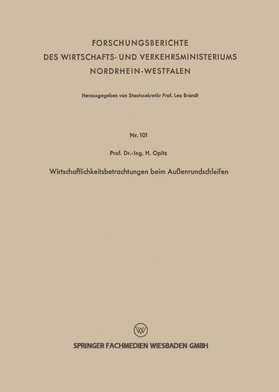 Cover-Bild Wirtschaftlichkeitsbetrachtungen beim Außenrundschleifen