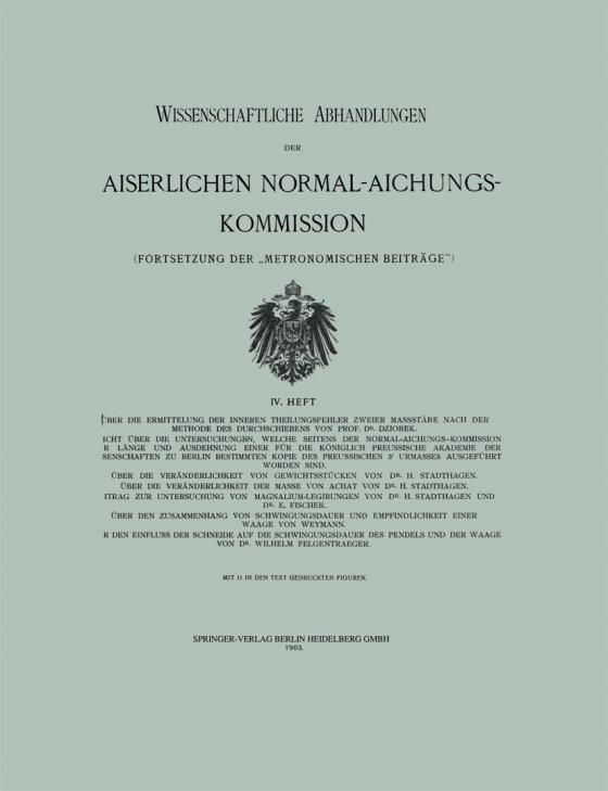 Cover-Bild Wissenschaftliche Abhandlungen der Kaiserlichen Normal-Aichungs-Kommission