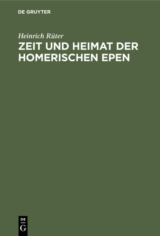 Cover-Bild Zeit und Heimat der Homerischen Epen
