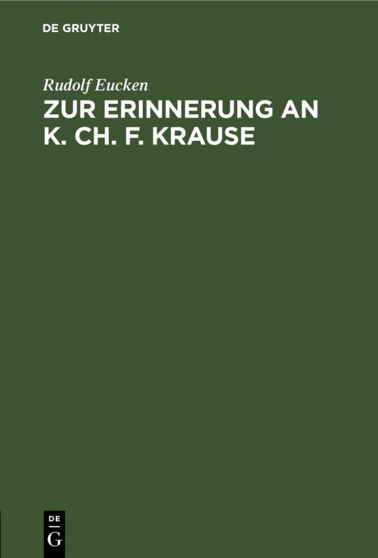 Cover-Bild Zur Erinnerung an K. Ch. F. Krause