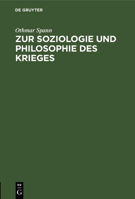Cover-Bild Zur Soziologie und Philosophie des Krieges